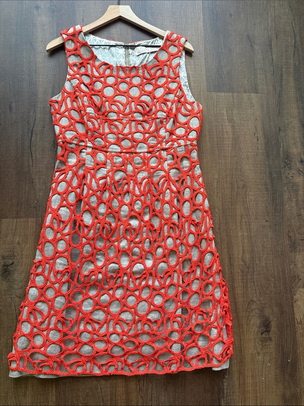 Lela Rose Red Lace-Overlay Sheath Dress